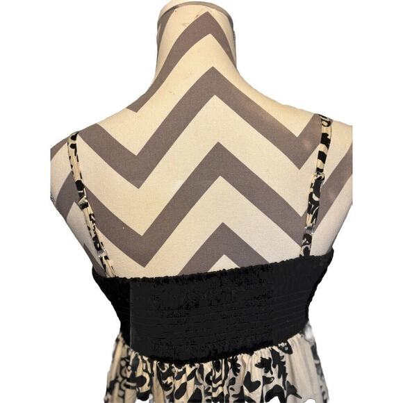 King Kong Black White Sundress Maxi Layers Italy Cotton Adjustable Straps Lace M - Picture 6 of 12